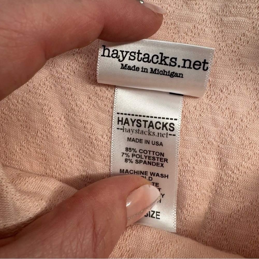 Haystacks Peach Cottagecore Texture Sleeveless Ruffle Summer Swing Dress Coverup - Picture 7 of 8